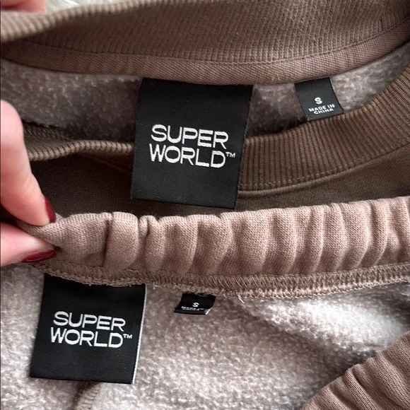 Aritzia Superworld Brown Sweatfleece Set Size Small - Picture 3 of 4